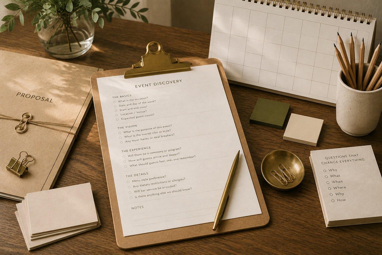 Client Discovery Question Generator planning worksheet