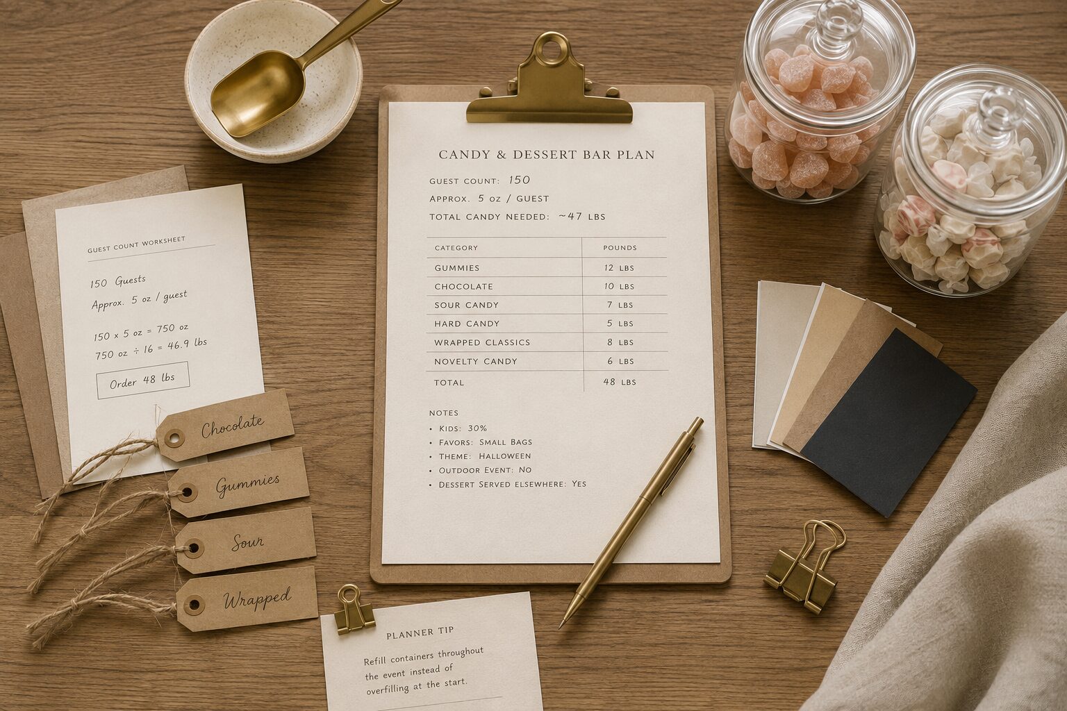 Candy & Dessert Bar Planner planning worksheet