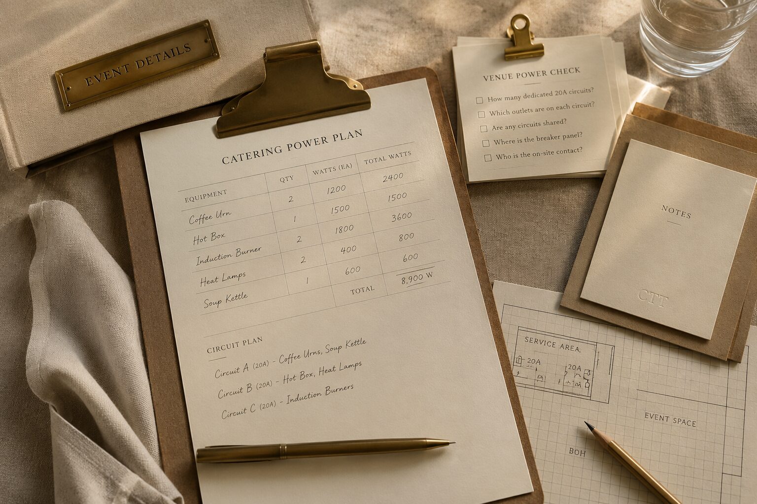 Catering Power Planner planning worksheet